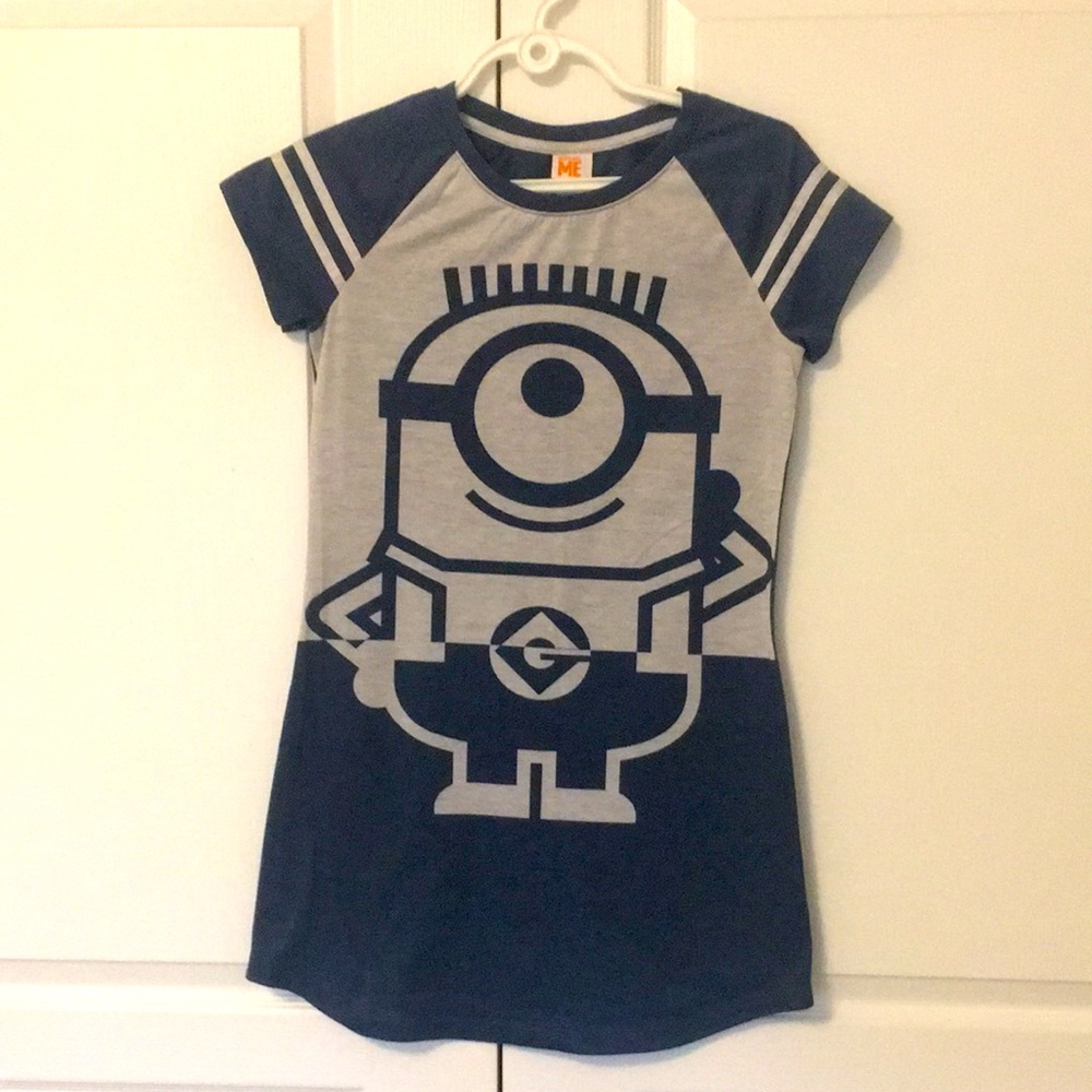 Despicable Me Minion Navy Gray Loungewear Pajama Sleep Dress XS